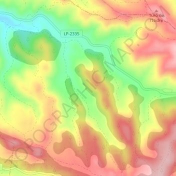 Mappa topografica Rocagrossa, altitudine, rilievo