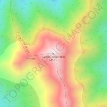 Mappa topografica Cerro Purgatorio, altitudine, rilievo