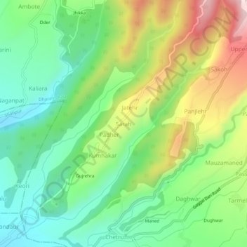Mappa topografica Sarah, altitudine, rilievo