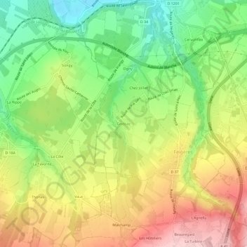 Mappa topografica Grossaz, altitudine, rilievo