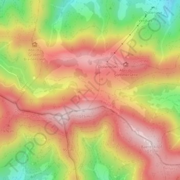 Mappa topografica Source de la Doller, altitudine, rilievo