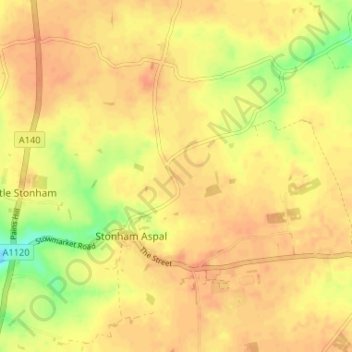 Mappa topografica Mill Green, altitudine, rilievo