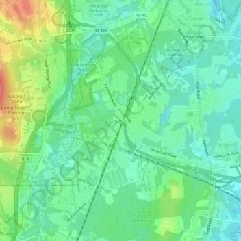 Mappa topografica Davisville, altitudine, rilievo