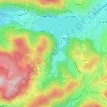 Mappa topografica Les Rochottes, altitudine, rilievo