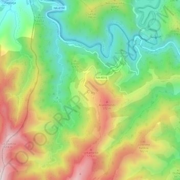 Mappa topografica Goiko Herri, altitudine, rilievo
