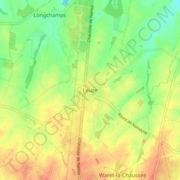 Mappa topografica Leuze, altitudine, rilievo