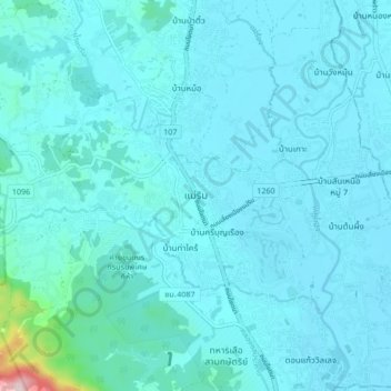 Mappa topografica Mae Rim, altitudine, rilievo