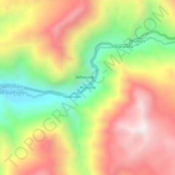 Mappa topografica Huanchu, altitudine, rilievo