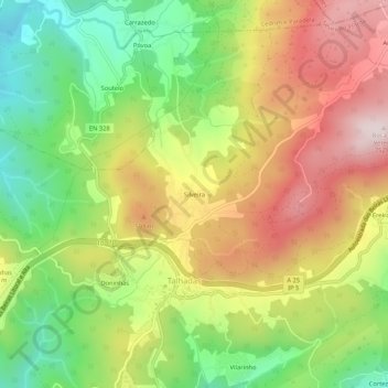 Mappa topografica Silveira, altitudine, rilievo