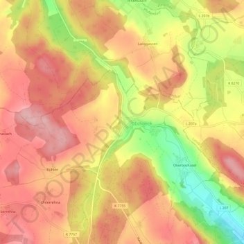 Mappa topografica Rickertsreute, altitudine, rilievo