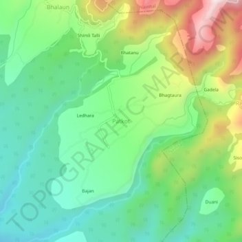 Mappa topografica Patkot, altitudine, rilievo