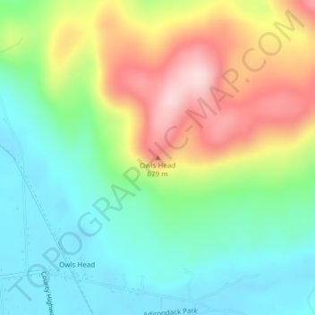 Mappa topografica Owls Head, altitudine, rilievo
