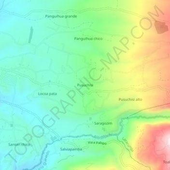 Mappa topografica Pusuchisi, altitudine, rilievo