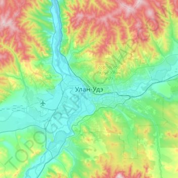 Mappa topografica Ulan-Ude, altitudine, rilievo