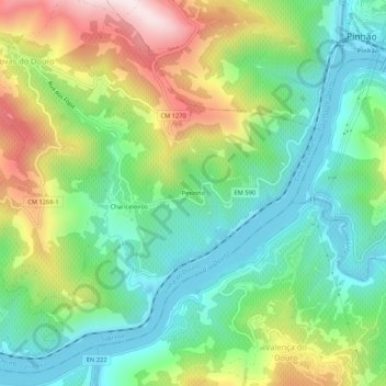 Mappa topografica Pesinho, altitudine, rilievo