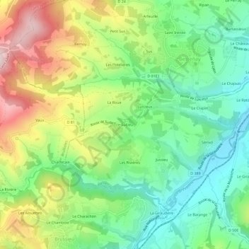 Mappa topografica Le Sudieu, altitudine, rilievo