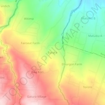Mappa topografica Baraka, altitudine, rilievo