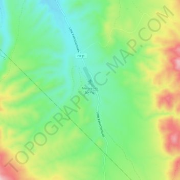 Mappa topografica Mercey Hot Springs, altitudine, rilievo