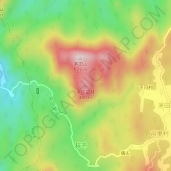 Mappa topografica 犀牛望月, altitudine, rilievo