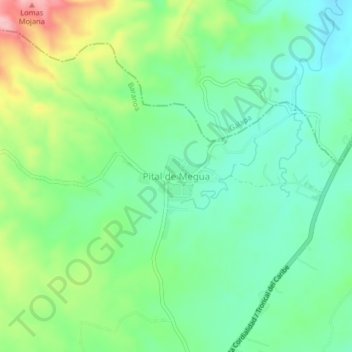 Mappa topografica Pital de Megua, altitudine, rilievo