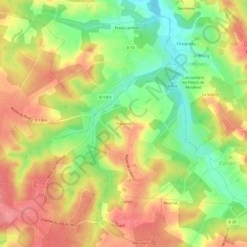 Mappa topografica Marches, altitudine, rilievo