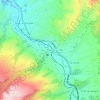 Mappa topografica Arbieto Cochabamba, altitudine, rilievo