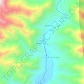 Mappa topografica Chulndarian Bhogarmang, altitudine, rilievo