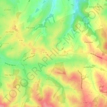 Mappa topografica Le Souchet, altitudine, rilievo