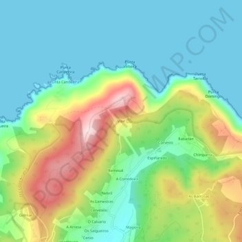Mappa topografica Vilar, altitudine, rilievo