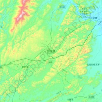 Mappa topografica 罗城县, altitudine, rilievo