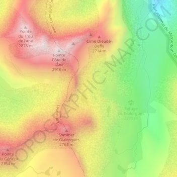 Mappa topografica Jallorgues Haute Sud, altitudine, rilievo
