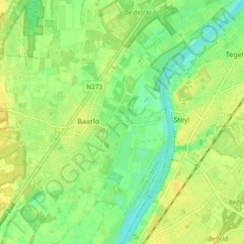 Mappa topografica Vergelt, altitudine, rilievo