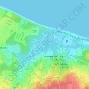 Mappa topografica Sunken Meadow, altitudine, rilievo