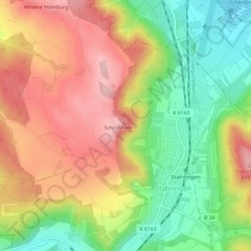 Mappa topografica Homburg, altitudine, rilievo