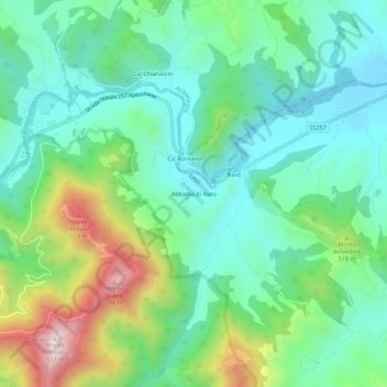 Mappa topografica Abbadia di Naro, altitudine, rilievo