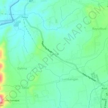 Mappa topografica Luntal, altitudine, rilievo