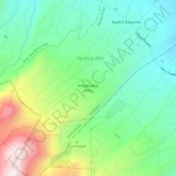 Mappa topografica Angahuana Alto, altitudine, rilievo