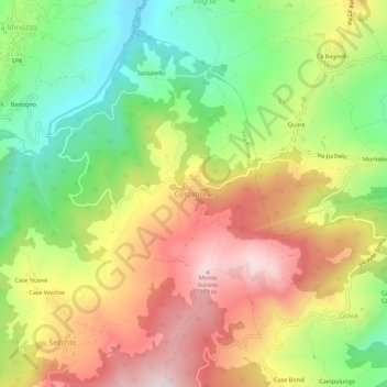 Mappa topografica Costabona, altitudine, rilievo