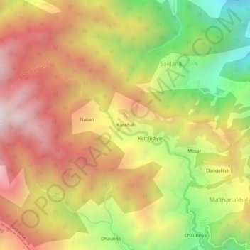 Mappa topografica Kankhal, altitudine, rilievo