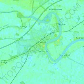 Mappa topografica Goole, altitudine, rilievo