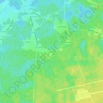 Mappa topografica Le Gauchey, altitudine, rilievo