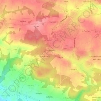 Mappa topografica Keravello, altitudine, rilievo
