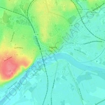 Mappa topografica Cour St Sauveur, altitudine, rilievo