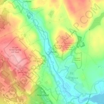 Mappa topografica Chaffeeville, altitudine, rilievo