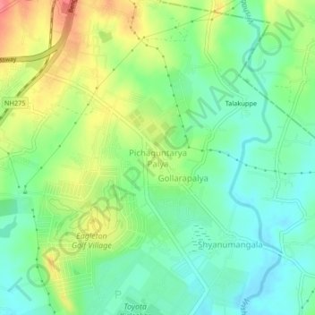 Mappa topografica Pichaguntarya Palya, altitudine, rilievo