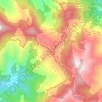 Mappa topografica Swarghat, altitudine, rilievo