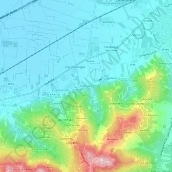 Mappa topografica Vicomune, altitudine, rilievo