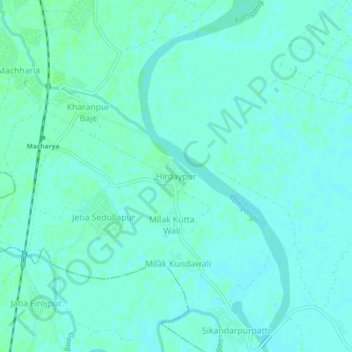 Mappa topografica Hirdaypur, altitudine, rilievo