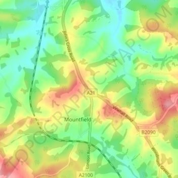 Mappa topografica John's Cross, altitudine, rilievo