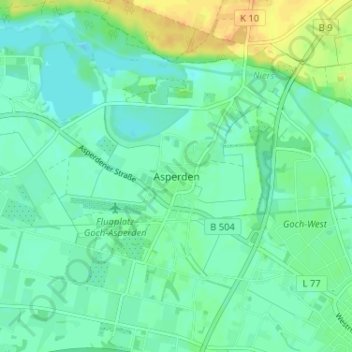 Mappa topografica Asperden, altitudine, rilievo